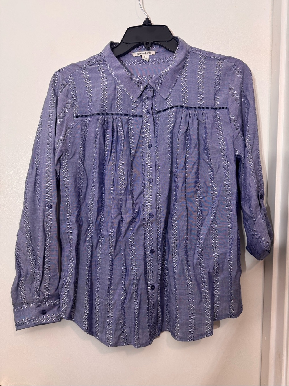 Modern Citizen Lavender-Blue Button-Down Shirt with Scalloped Yoke